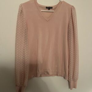 Adrianna Papell Pink Blouse with Sheer Sleeves